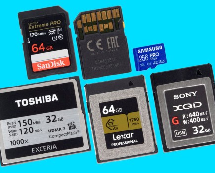 Memory cards including SD, Compact Flash, CFexpress, XQD, MicroSD composite image, Andy Westlake