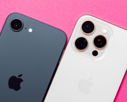 The iPhone 16e next to the iPhone 16 Pro