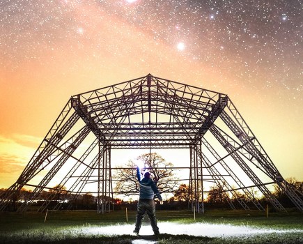 pyramid stage under the night sky